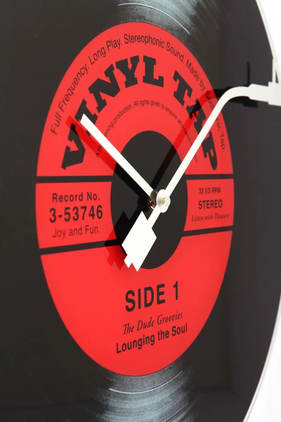 NeXtime Wandklok - 43 cm - Glas - 'Vinyl Tap' zwart, rood, foto 7