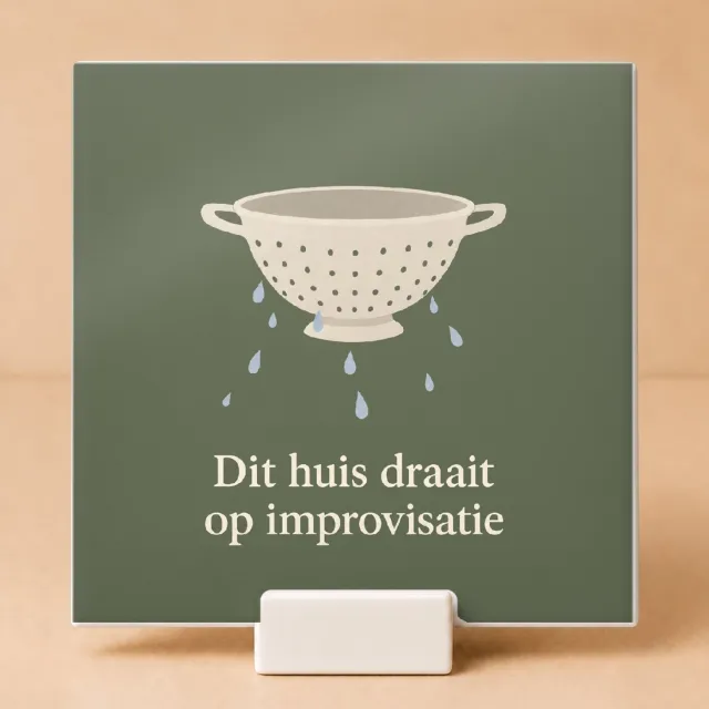 Bedruk King Sfeervolle Tegel 'Mijn planning is 6-7' – Rustieke Wanddecoratie voor Creatieve Huishoudens en Improvisators - 15 x 15 cm met houder Wit