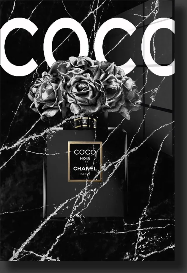 blackarts Coco chanel black mermer schilderij op plexiglas 80x120cm
