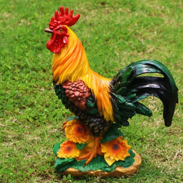 Ibenzoa Decoratieve Haan Tuinbeeld voor Binnen en Buiten Gebruik, Boerderijdieren Ornament geel