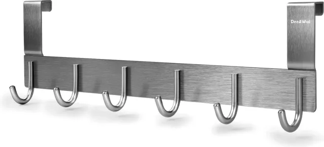 A3 Baby & Kids Deurkapstok, A3, deurhaken, 1,5 cm, grijs, kledinghaken, deurhaaklijst met 6 haken, deurhaken om op te hangen, voor keuken, woonkamer, slaapkamer, badkamer