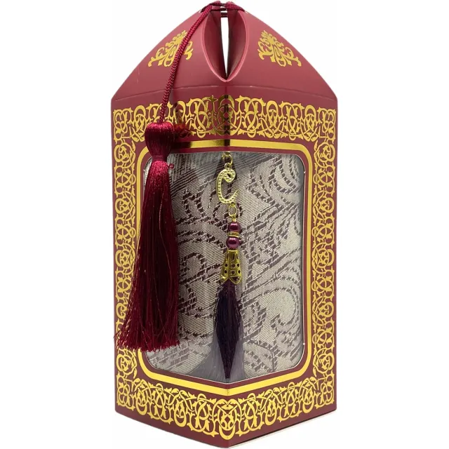 mirac Geschenkset Bade met een gebedskleed en een parel tasbih in een luxe kartonnen box rood