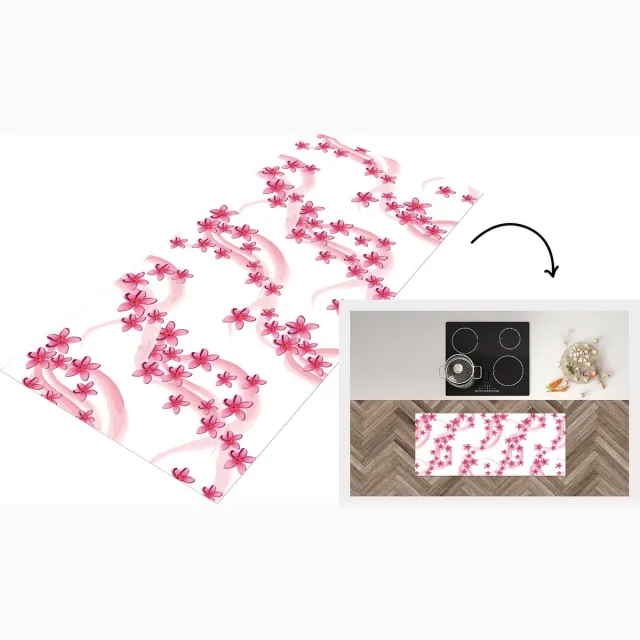 KitchenYeah Keukenloper - Loper keuken - Patronen - Sakura - Zen - Yoga - 120x50 cm - Keukenloper vinyl Multicolor