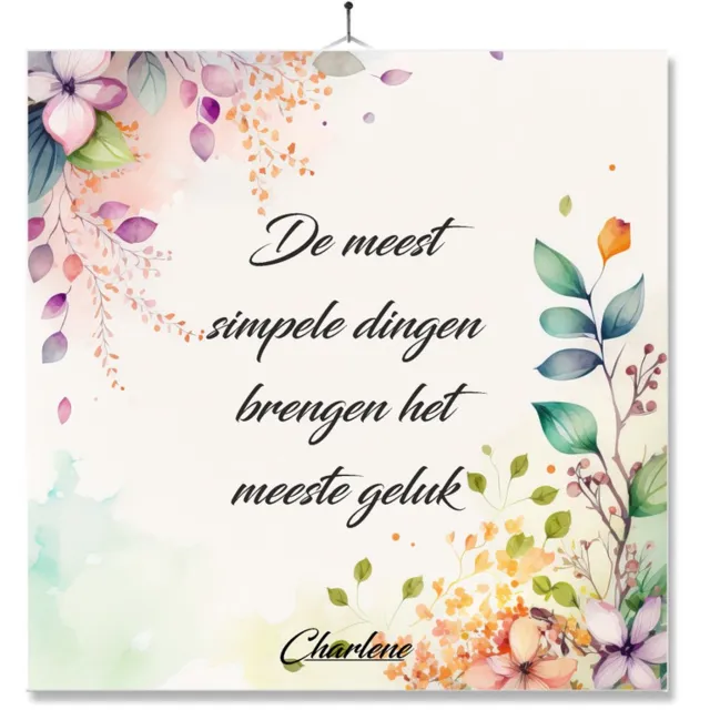 MC Living Tegel Met Opdruk | Spreuk | Motivatie | De meest simpele dingen brengen het meeste geluk Multi-Color