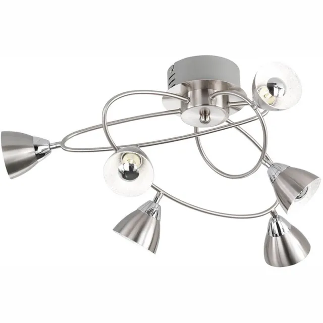 Wofi Plafondlamp Eetkamerlamp Designlamp, 6-vlam, gebogen, metaal, zilver, LED 4,5W 320lm 3000K, LxH 56,5x28 cm Wofi 9391.06.64.7000
