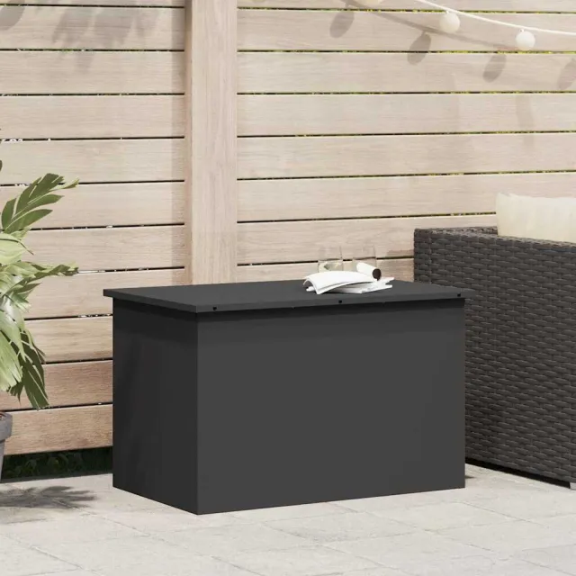 vidaXL Tuinkussenopbergdoos Gegalvaniseerd staal 80 x 50,5 x 50 cm Zwart