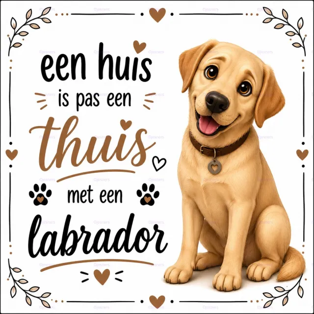 Jesners Tegeltje Labrador 15x15 cm | Decoratie | Cadeau | Labrador retriever | Tegel 15x15 | Honden tegel | Blonde Labrador