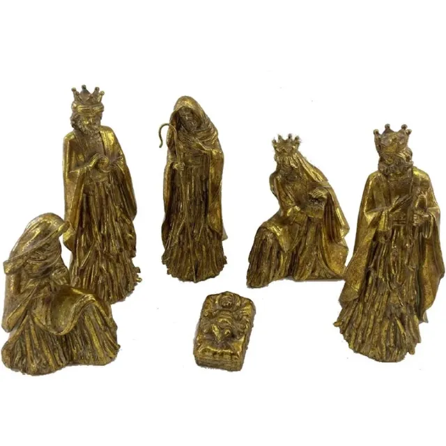 Multi Kerststal goudkleurig Set van 6 12x9x33cm
