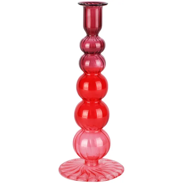 dekoratief Kaarsenhouder, rood/transparant, glas, 9x9x23cm | A258349