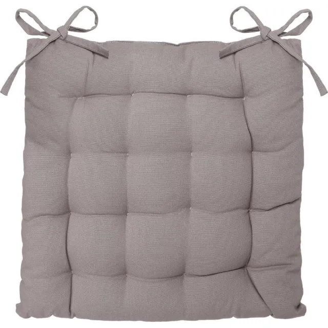 Atmosphera Stoelkussen Loria Grijs - 38 x 38 cm - Met 2 lintjes - 100% katoen