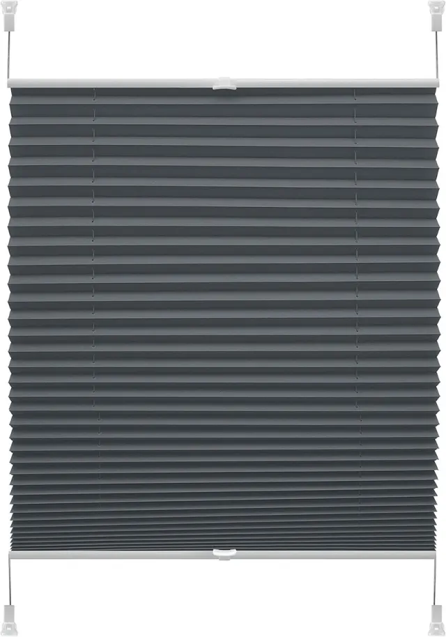 Yoursol EASYFIX plisségordijn Verona 61,5 x 150 cm in donkergrijs, plisségordijn zonder boren, twee bedieningsrails