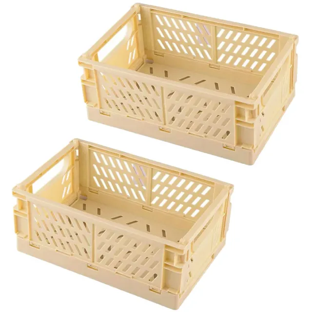 Ibenzoa Twee Opvouwbare Opbergdozen, Beige Kunststof, Stabiele Opbergoplossing voor Diverse Ruimtes Geel