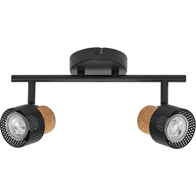 Osram DECOR SPOT CORK, 2 x 3,4W, 460lm, zwart, spot, verstelbare koppen, veelzijdig gebruik, interieurspot, vervangbare ledlampen, warm witte lichtkleur, GU10