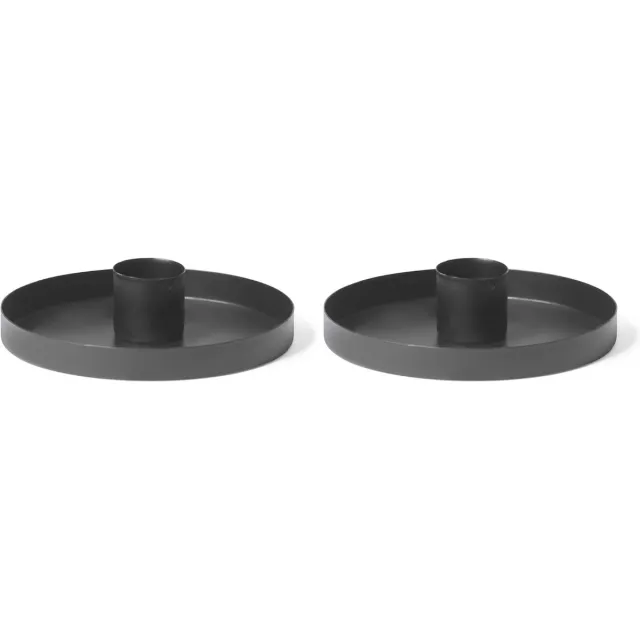 Novaliv Set van 2 kaarsenhouders, rond, metaal, diameter 6 cm, mat ZWART, kaarsenhouder, Adventskrans, Scandinavisch chic, kaarsenbord, decoratieve schaal, tafelkaarsen, kerstdecoratie, kaarsenhouder, kaarsenstoker