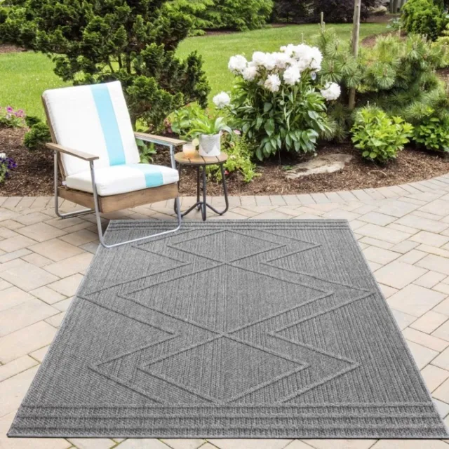 TapisTrend Buiten- en terraskleden Grijs 160x230 cm Binnen- en buitenkleed, geometrisch patroon, voor keuken, balkon, UV-bestendig