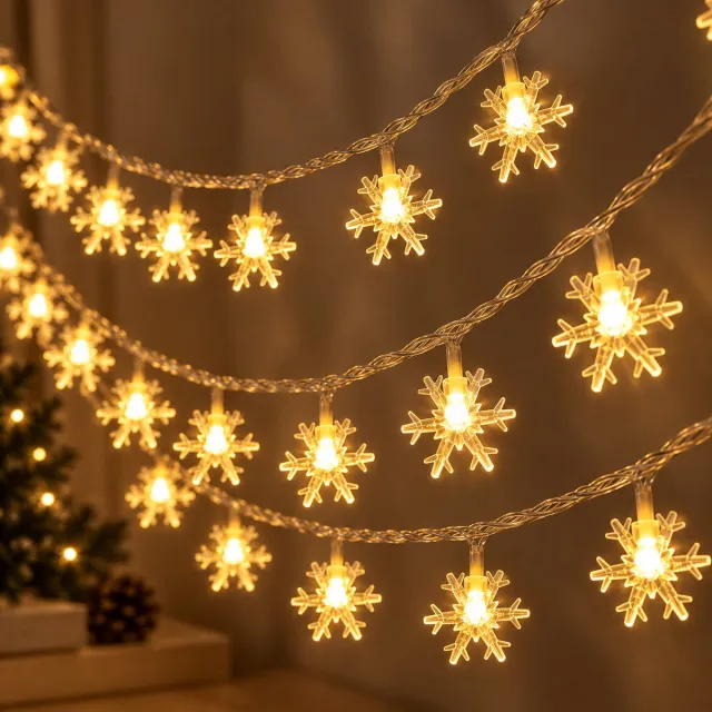 Nina's Giftshop Nina’s Giftshop® Kerstverlichting 10 Meter – Sneeuwvlokjes Lichtslinger – 80 LED – Warm Wit Licht – Kerstdecoratie – Kerstlichtjes – Lichtsnoer – Woondecoratie – Sinterklaas Cadeau