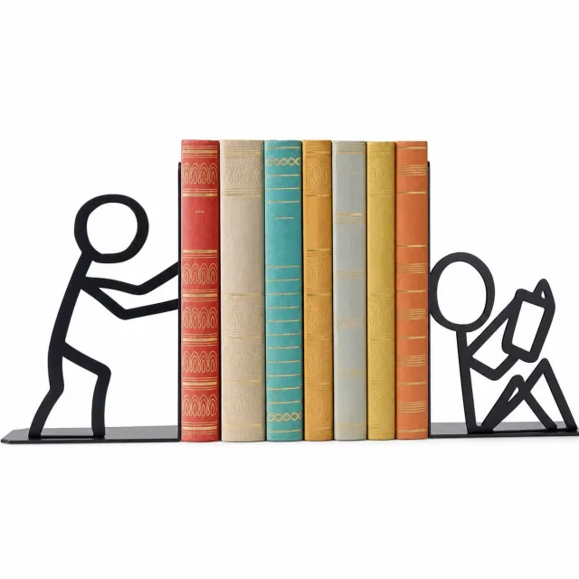 VHV Boekensteun Metaal - Stevige en Antislip Boekenhouder voor Bureau en Boekenplank - Zwarte Boekenorganizer