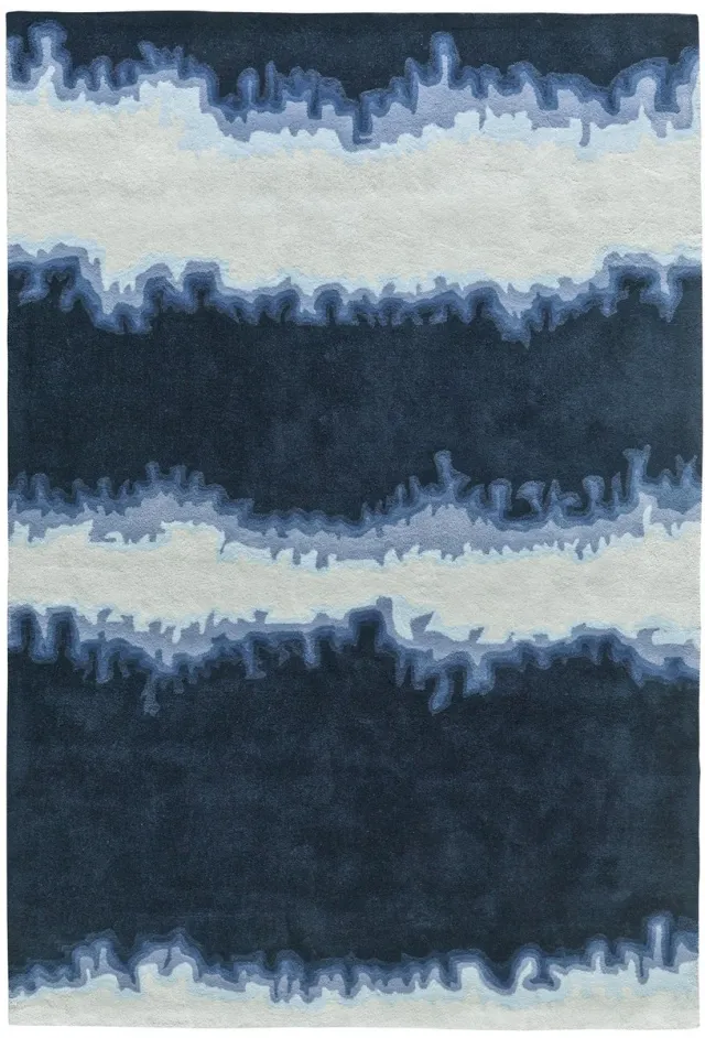 Padiro design laagpolig vloerkleed 170 x 240 cm - donkerblauw - modern abstract ontwerp - voor vloerverwarming - van modacryl, polyester en katoen