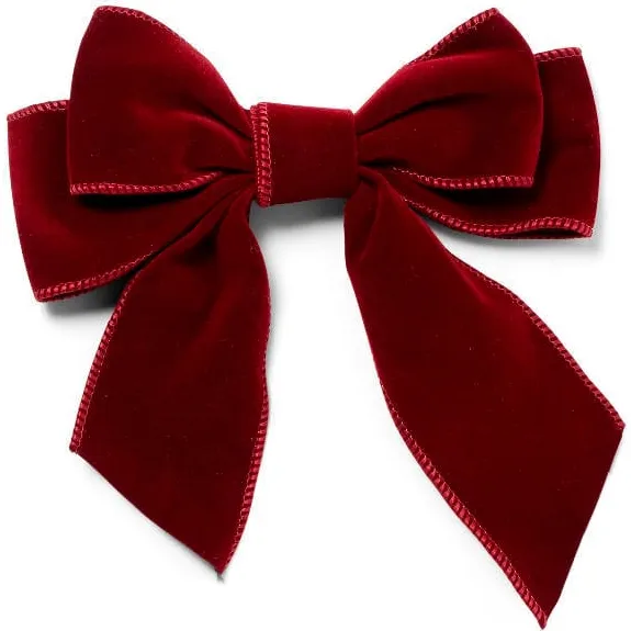 Vondels Fluwelen strik met clip - bordeaux 20cm (set van 2)