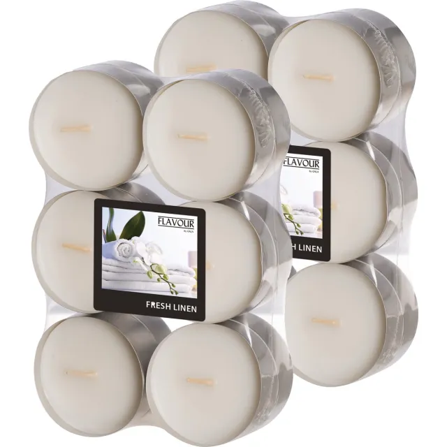 Conpax Candles Geur theelichtjes/waxinelichtjes - Maxi - 24x - Fresh Linen aroma - 8 branduren Wit