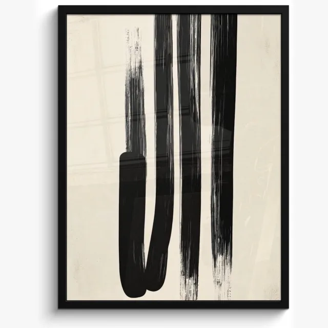 FrameYourWall Poster in lijst - Fotolijst 50x70 cm - Posters - Penseelstreken - Verticaal - Zwart - Posterlijst zwart - Decoratie - Wanddecoratie woonkamer - Muurdecoratie slaapkamer
