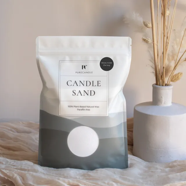 PureWorld PureCandle Kaarsenzand met Lonten - Wit - 450g (740ml) - 30 Lonten - Kaarszand - Kaarsenset - Kaarsen Maken Wit (Pure White)