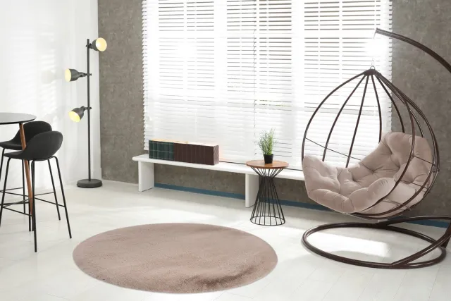 Lalee Heaven - Ronde Vloerkleed - Tapijt – Karpet - Hoogpolig - Superzacht -comfy Fluffy - rabbit fur- 160x160 cm Rond Taupe