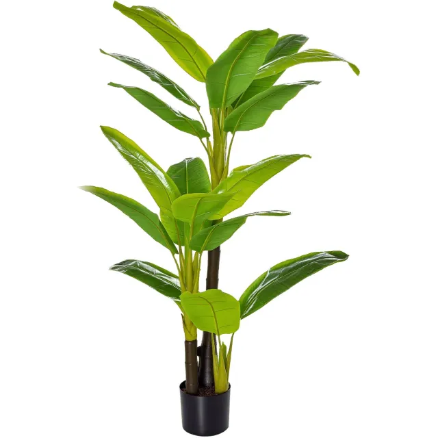 Homcom Kunstplant Bananenboom in Pot - Kunstboom, Kamerplant, Sierplant - Groen grün