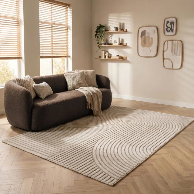 flycarpets Modern vloerkleed - Eliora Japandi Crème 80 X 150 CM Beige