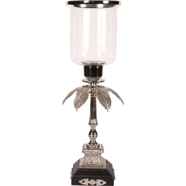 Baroque Windlicht - Windlicht 60 cm - Zilver - Koper / Glas - 60x26x26 - Brass+glass Silver