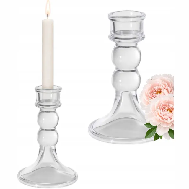 eCarla Kristallen Glas Kandelaar Decoratief voor Tafel & Feesten - 1 Stuk Transparant