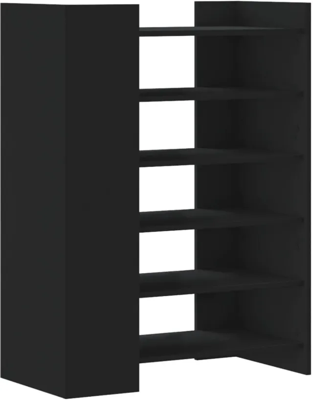 vidaXL Schoenenkast - 74,5x37,5x100 - cm - bewerkt - hout - zwart