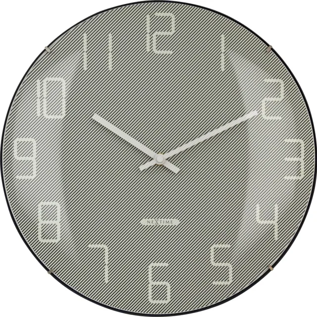 NeXtime Shade – Wandklok – 35 cm – Koepelvormig Glas – Grijs – Stil Grey