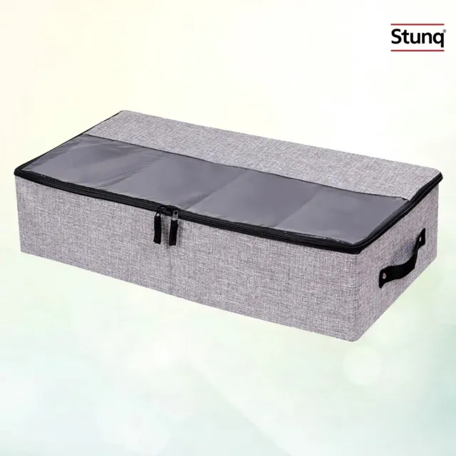 Stunq Opvouwbare Schoenendoos - Opbergbox met Rits, Venster en Verstelbare Vakken - 58 x 30,5 x 14 cm - Donkergrijs