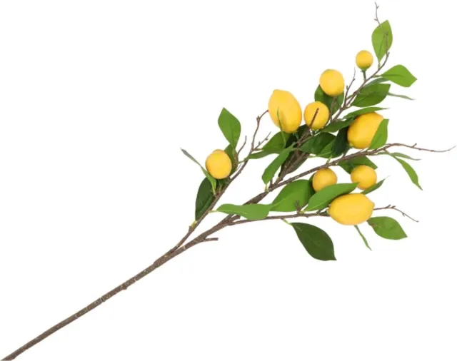 DK design Kunstbloem citrusfruit tak citroen - 90 cm - geel - losse steel - Kunst zijdebloemen