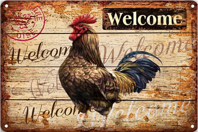 Signs-USA Retro wandbord - metaal - Welcome - Cocker - 20 x 30 cm multi-coloured