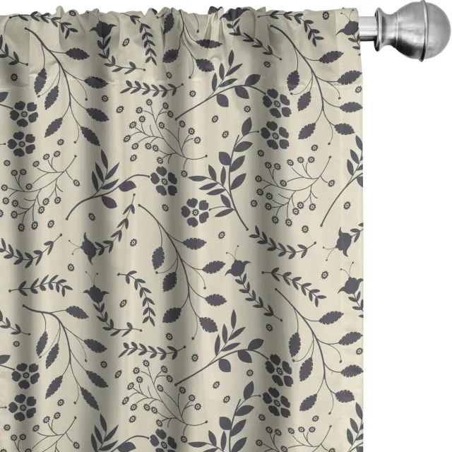 ABAKUHAUS Blooming Voorhangen – 2x75x225 cm – Microfaser, Halfdonker, Stangentasche 6,5 cm – Koksgrauw Lichtgroen Koksgraue Hellgrün