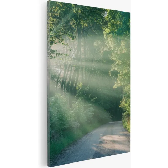 Saammp Canvas Schilderij - bos - Pad met zonsondergang - Landschap - Natuur - 40x60 - Foto op canvas - Wanddecoratie - Muurdecoratie Woonkamer - Slaapkamer decoratie - Canvas Print Multicolor