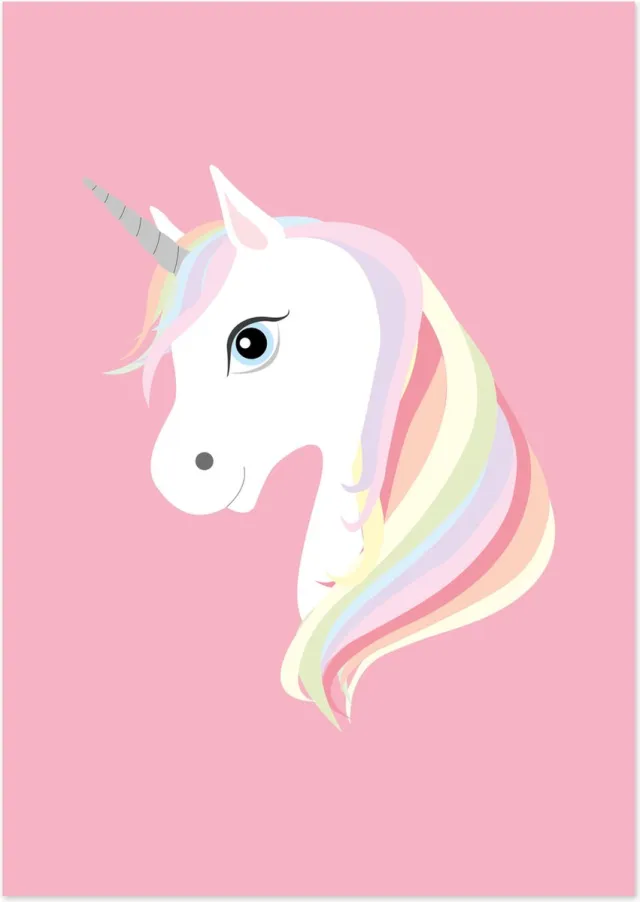 De Lange Koe Eenhoorn / Unicorn | A3 poster Roze