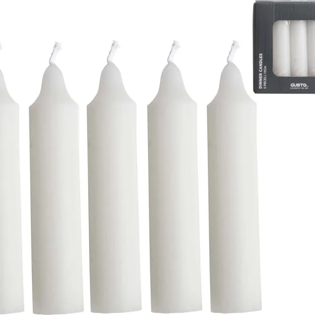 Gusta Dinerkaarsen - Wit - ø2x10cm - set 5 stuks