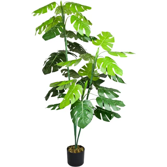 Decovego Kunstmatige Monstera, Kunstplant, 140 cm, Gedetailleerde Decoratie voor Thuis & Kantoor, Allergievriendelijk & Gemakkelijk te Verzorgen