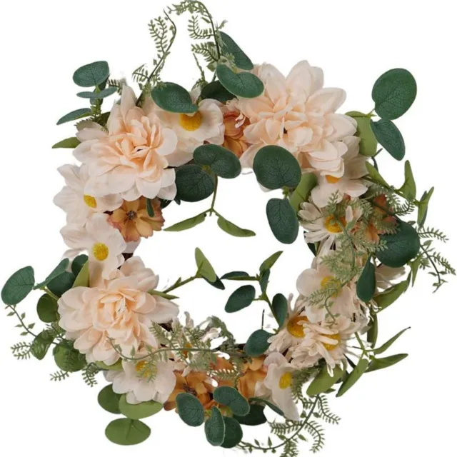 Flowerpower kunstbloemen Krans mix klimop 35 cm - kerst cadeau tip wit-bruin-groen