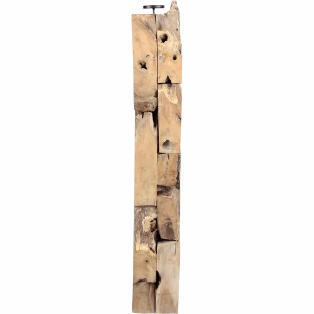 Dijk Natural Collections DKNC - Kaarsenhouder Finn - Erosiehout - 18x18x118cm - Bruin Natuurlijk