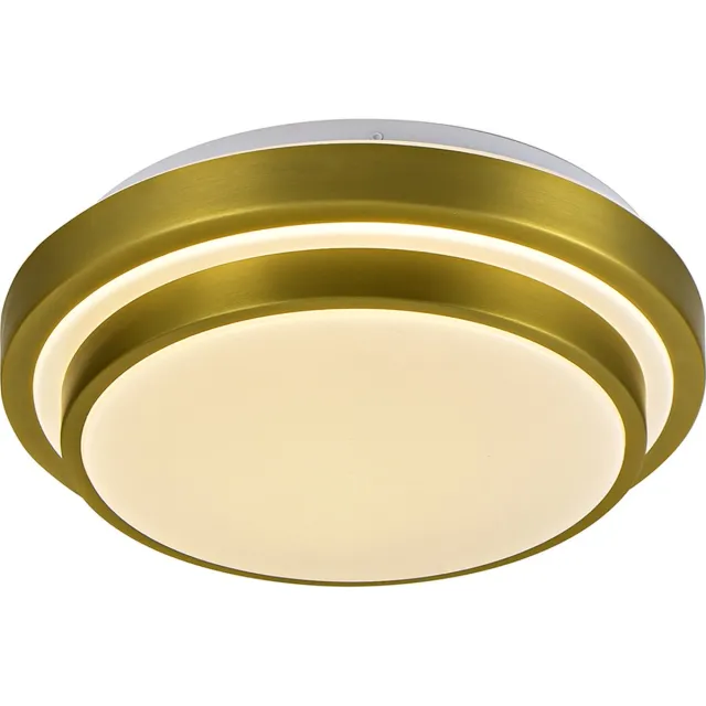 Olucia JARO - Plafondlamp - Goud / Wit - Geschikt voor Badkamer - Vorm: Rond