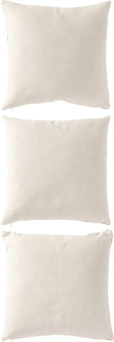 J-Line kussen Vierkant - polyester - groen/wit - set van 3