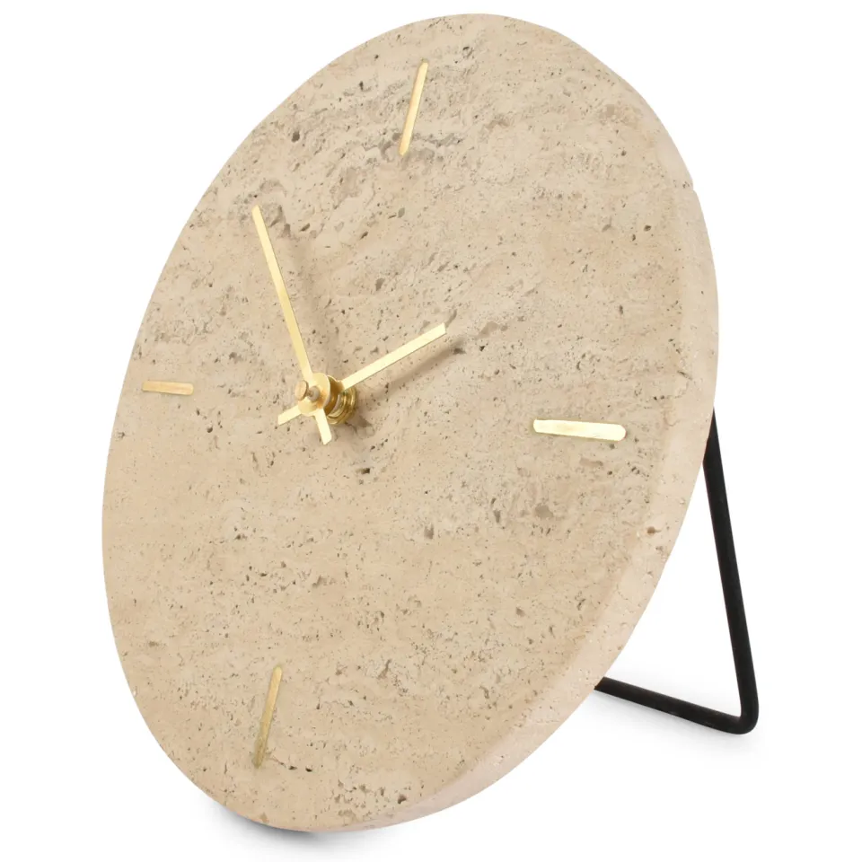 SP Collection tafelklok travertijn beige, 20 cm rond