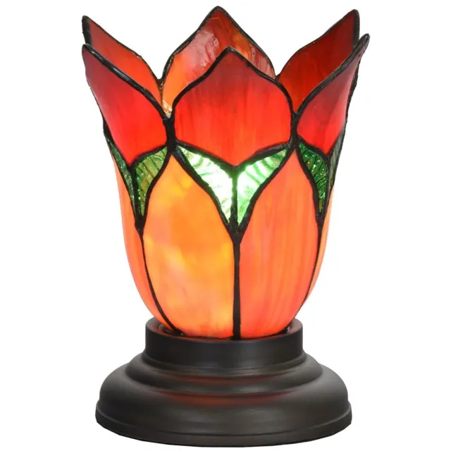 Coloured by Art Tiffany Lage Tafellamp Lovely Flower Red - Art Deco Trade Rood