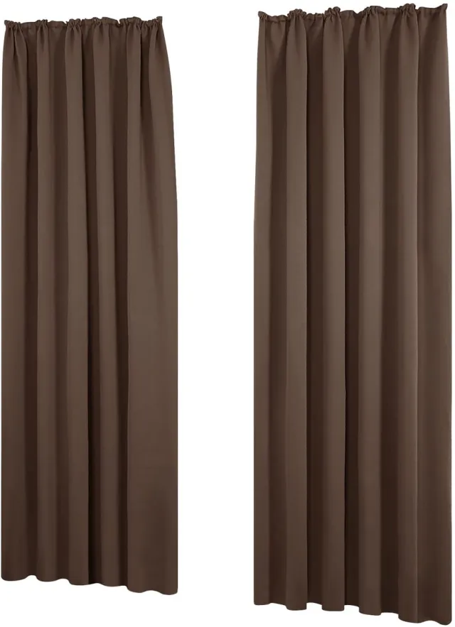 Famanu Set van 2 thermische verduisteringsgordijnen, 140 x 260 cm, bruin, ideaal voor slaapkamer en hittebescherming