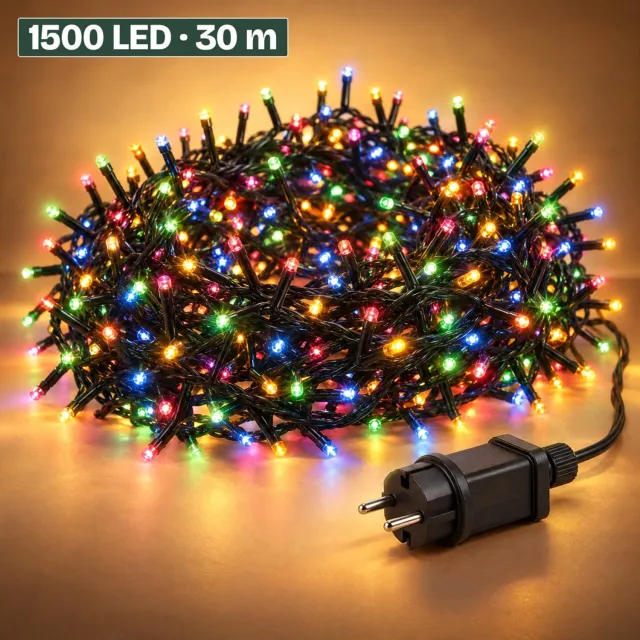 Levano Kerstverlichting Buiten 1500 LED 30 m - Clusterverlichting Kerstboom - Kerstlampjes Gekleurd - Kerstboomverlichting met Timer - LED Lichtsnoer met Stekker - Lichtslinger voor Binnen en Buiten - Kerstlichtjes - Lichtjes Slinger - IP44