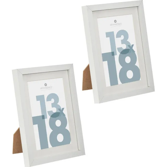 5Five® Atmosphera fotolijstje voor een foto van 13 x 18 cm - 2x - wit - foto frame Manu - modern/strak ontwerp